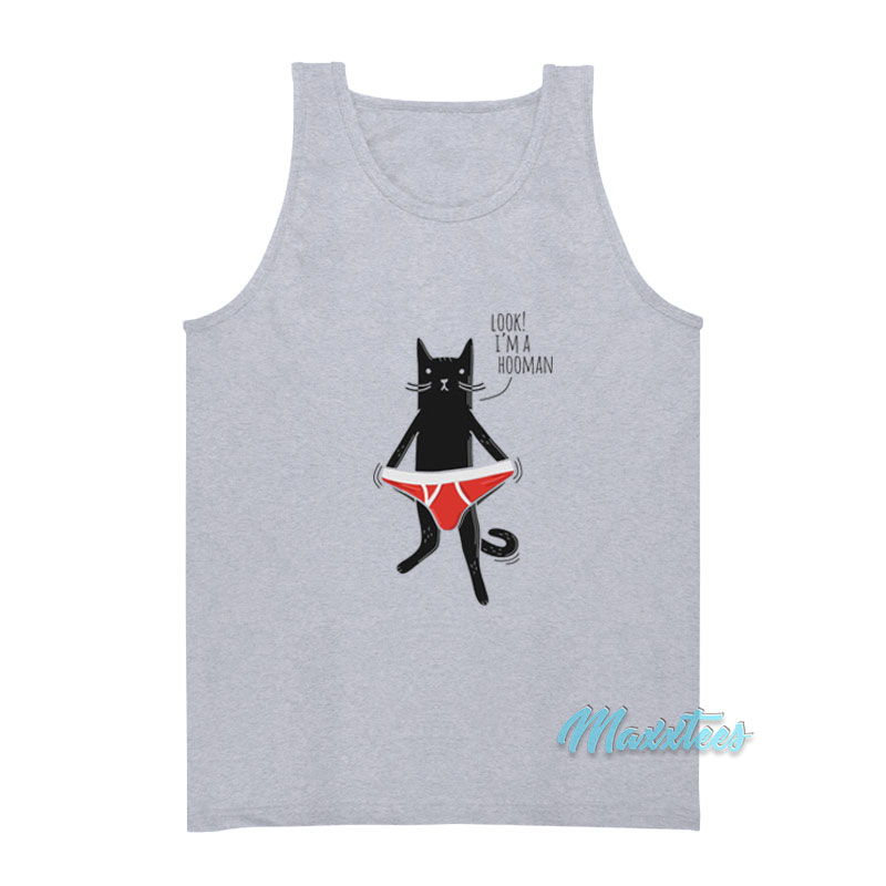 Look I'm A Hooman Black Cat Underpants Tank Top