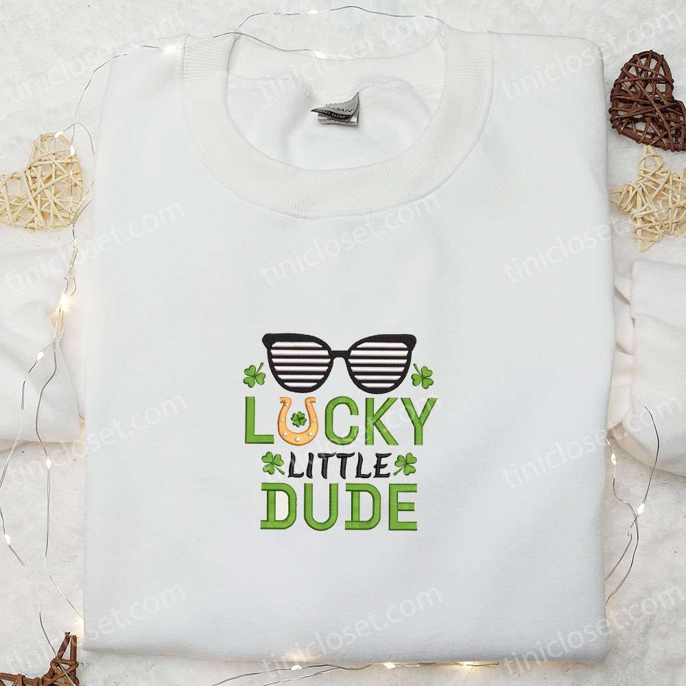 Lucky Little Dude Embroidered Shirt, Saint Patrick’s Day Embroidered Hoodie, Best Holiday Gift Ideas