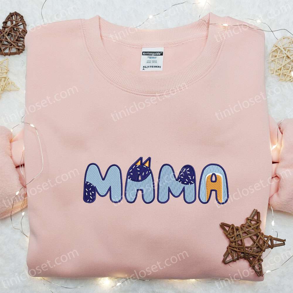 Mama Bandit Heeler Embroidered Shirt, Bluey Cartoon Embroidered Hoodie, Best Mother’s Day Gift Idea