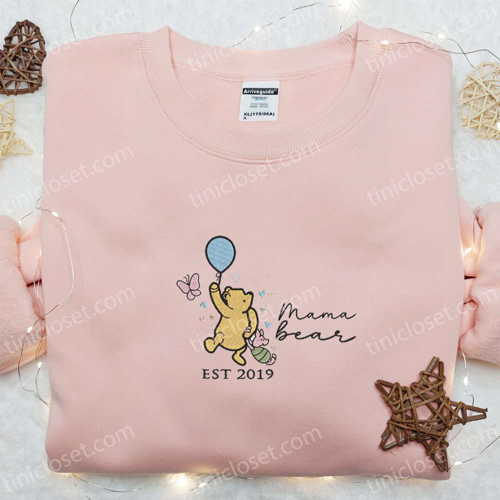 Mama Bear Est 2019 Embroidered Shirt, Mother’s Day Embroidered Hoodie, Best Gift For Mom