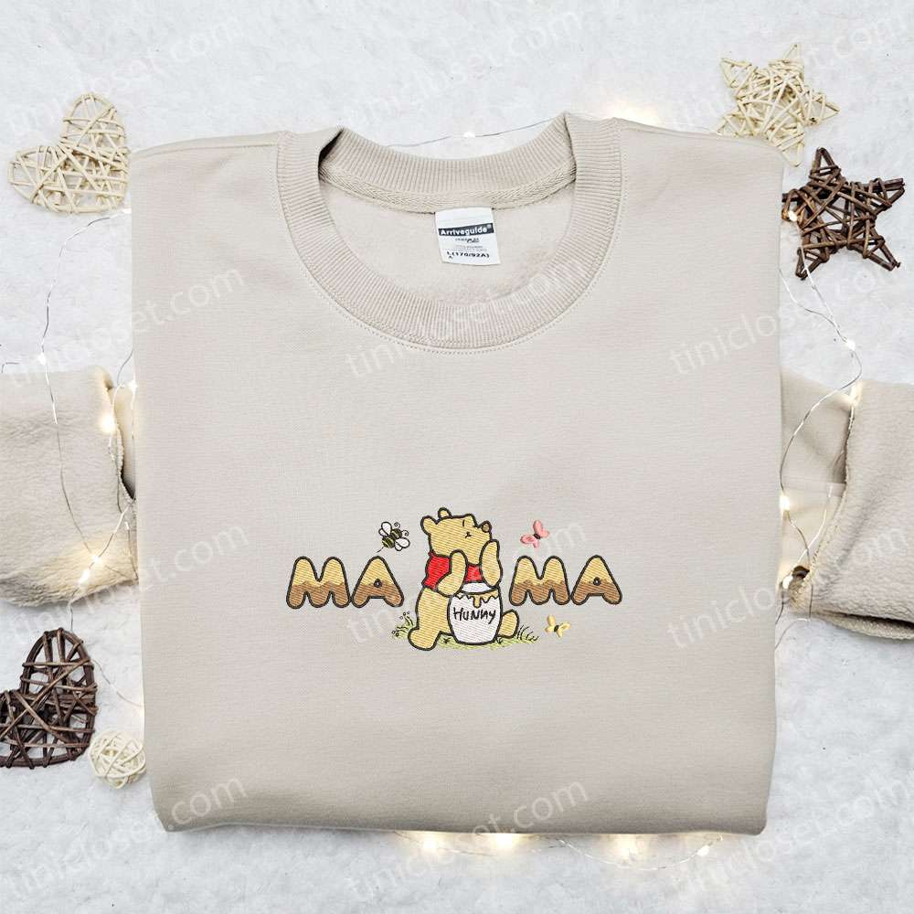 Mama Hunny Winnie The Pooh Embroidered Shirt, Mother’s Day Embroidered Hoodie, Best Gift For Mom
