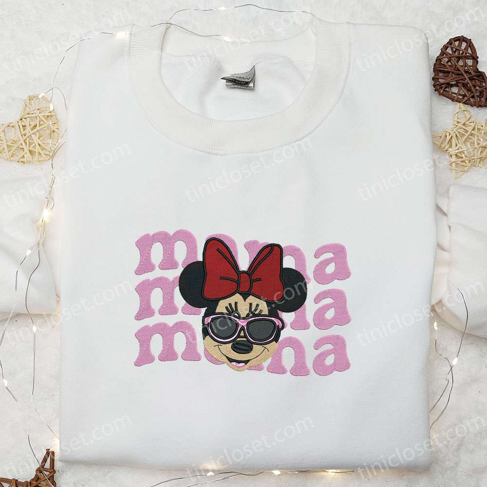 Mama Minnie Mouse Embroidered Shirt, Disney Characters Embroidered Hoodie, Mother’s Day Gift Idea