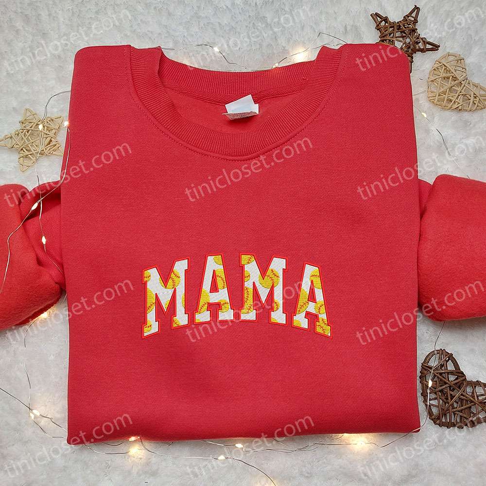 Mama Softballs Embroidered Shirt, Mother’s Day Embroidered Hoodie, Best Gift For Mom