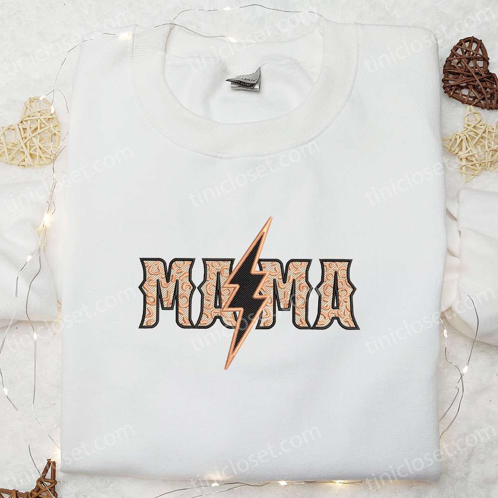 Mama Thunderbolt Embroidered Shirt, Mother’s Day Embroidered Hoodie, Best Gift For Mom