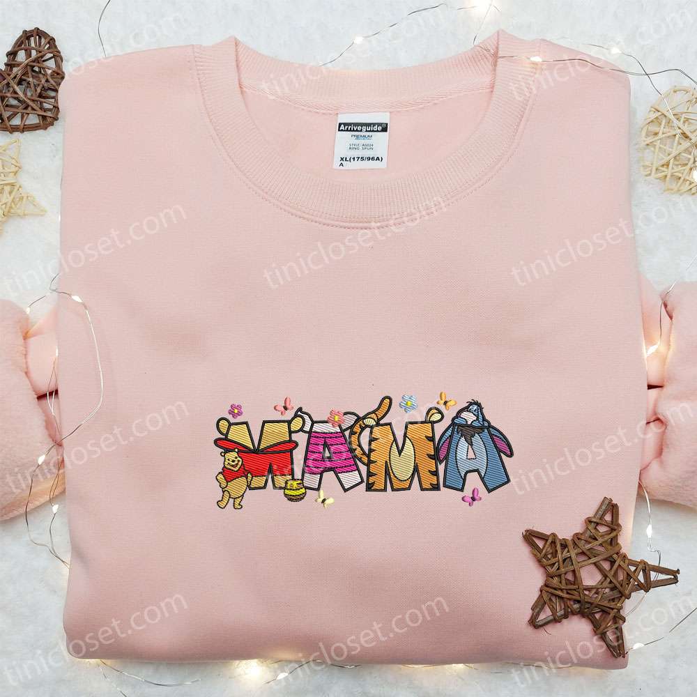 Mama Winnie The Pooh Embroidered Shirt, Disney Embroidered Shirt, Best Mother’s Day Gift Ideas