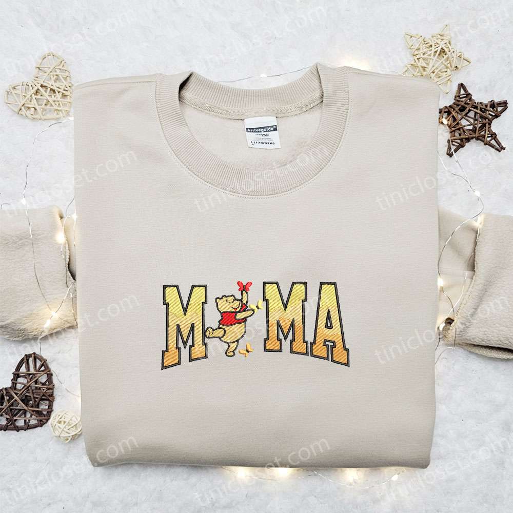 Mama Winnie The Pooh Embroidered Shirt, Mother’s Day Embroidered Hoodie, Best Gift For Mom