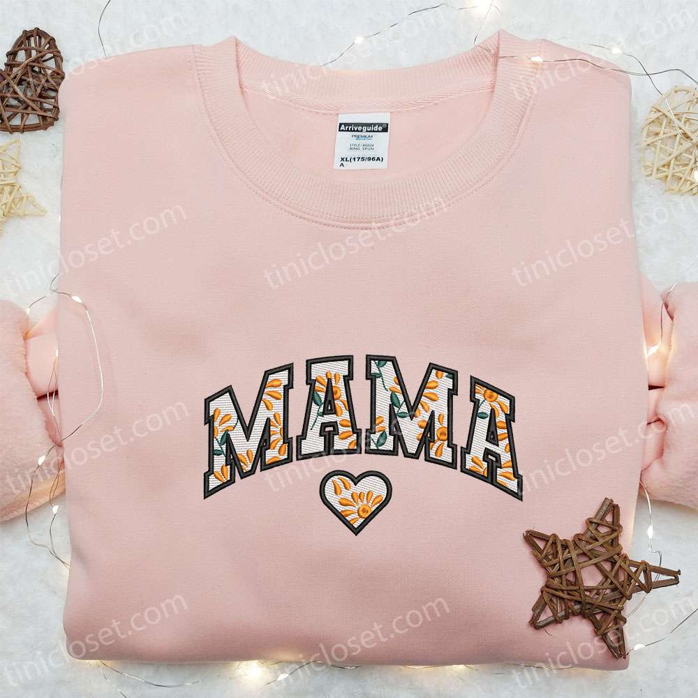 Mamma Daisy Floral Embroidered Shirt, Mother’s Day Embroidered Hoodie, Best Gift For Mom