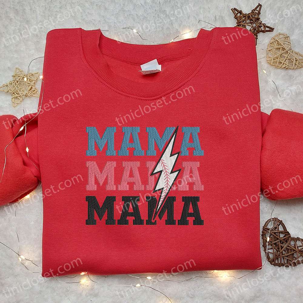 Mamma Thunderbolt Embroidered Shirt, Mother’s Day Embroidered Hoodie, Best Gift For Mom