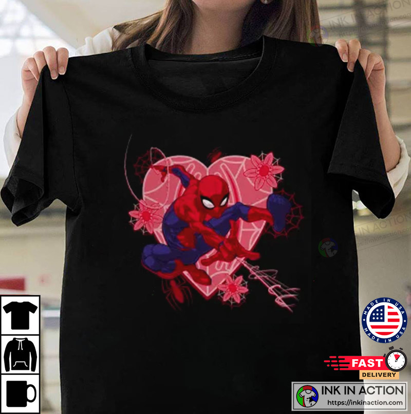 Man Hearts And Flowers, Valentine’s Day Spiderman Tee