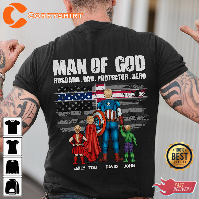 Man Of God Husbband Dad Protector Hero Father’s Day T-shirt