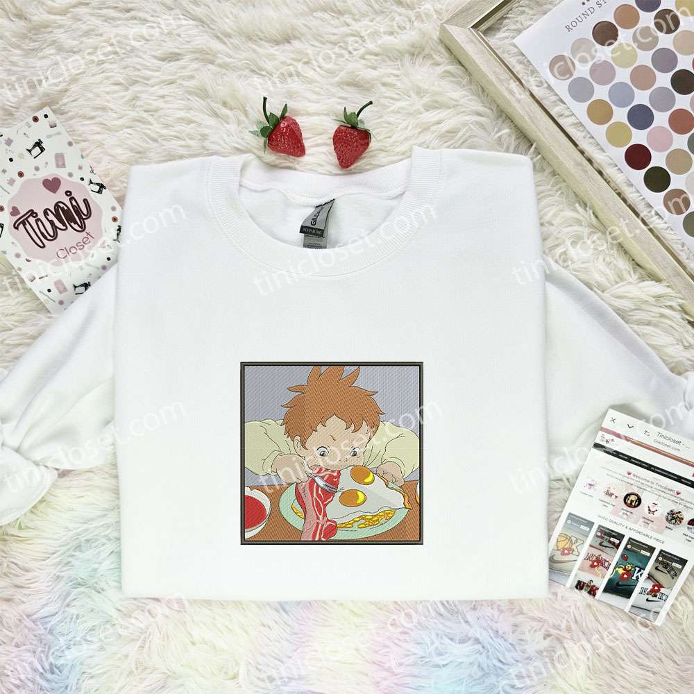 Markl Eating Howl’s Moving Castle Ghibli Anime Embroidered Shirt