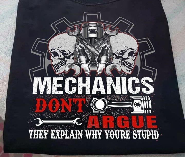 Mechanics Don't Argue They Explain Why You're Stupid Skull Mechanic Tools Shirt