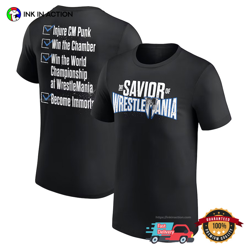 Men’s Black Drew Mcintyre The Savior Of Wrestlemania T-shirt