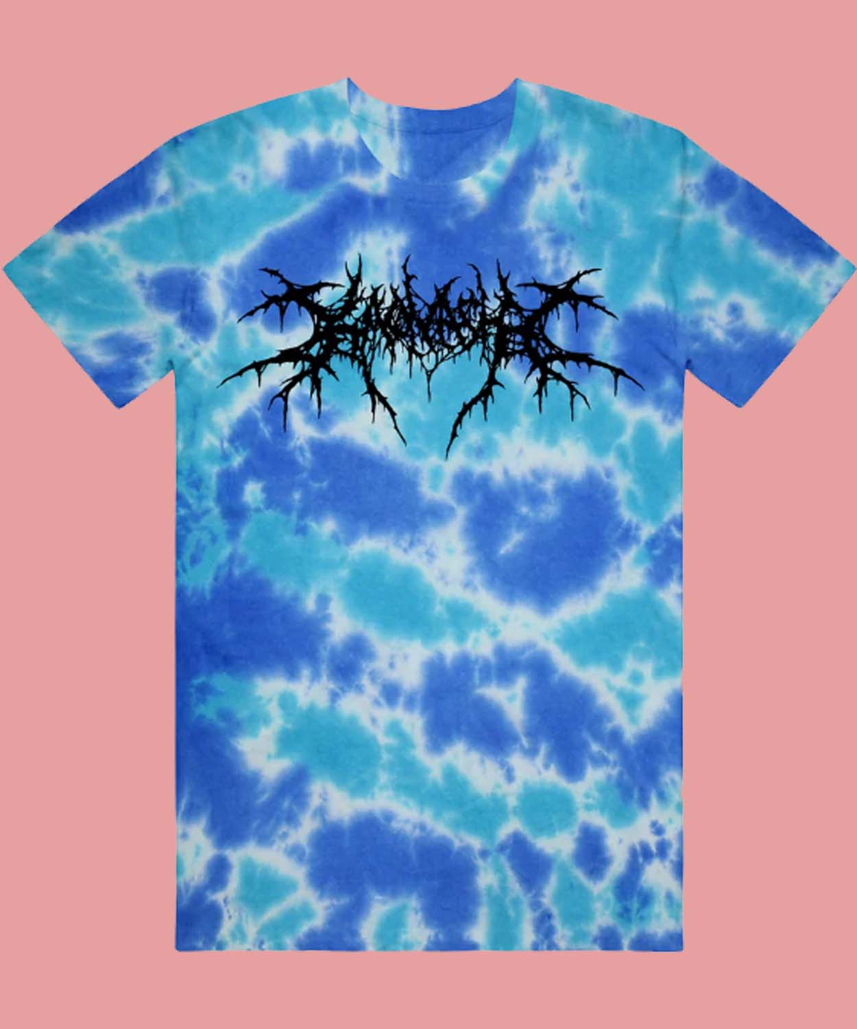 Merchnow Merch Kaonashi Death Metal Logo – Multi-blue Tie Dye T-shirt