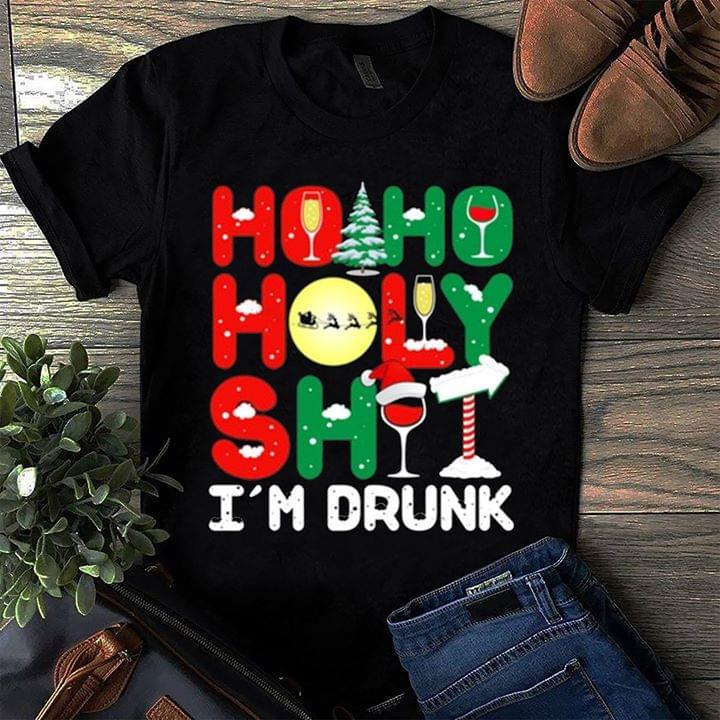Merry Christmas Colorful Style Hoho Holy Shut I'm Drunk Shirt
