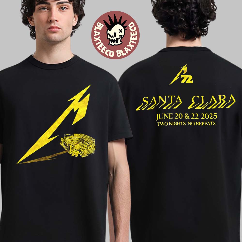 Metallica M72 Santa Clara 2025 Merch Tee M Logo Stadium In Santa Clara Ca At Levi’s Stadium On June 20 And 22 2025 Two Nights No Repeats Two Sided T-shirt