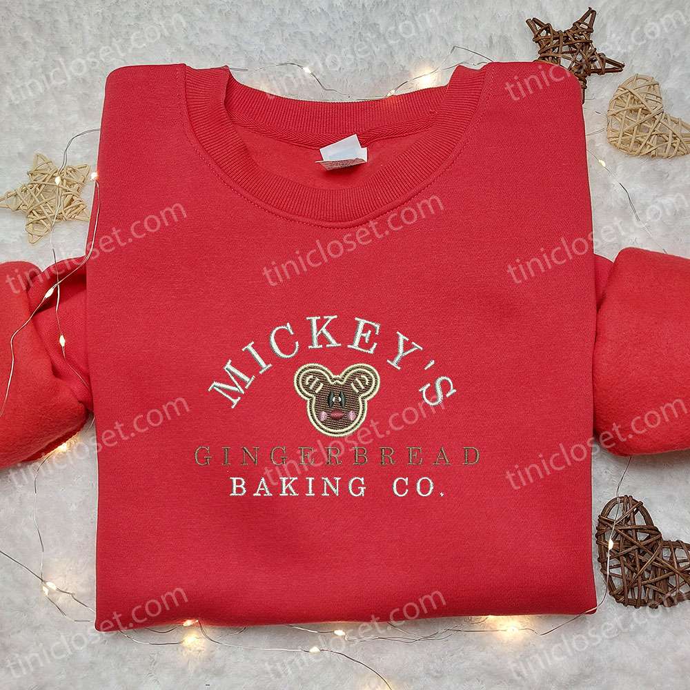 Mickey’s Gingerbread Baking Co Embroidered Shirt, Disney Characters Embroidered Hoodie, Best Christmas Gifts For Family
