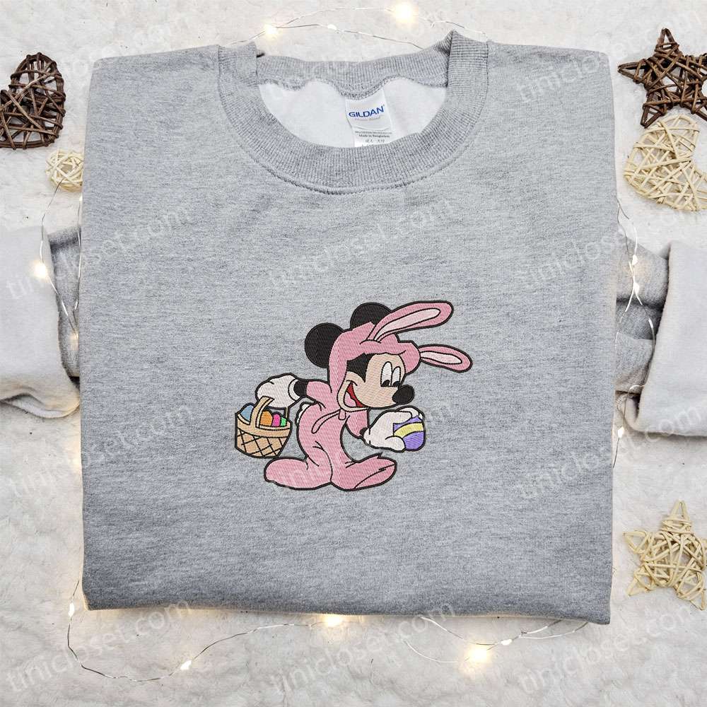 Mickey Easter Bunny Embroidered Shirt, Disney Characters Embroidered Hoodie, Thanksgiving’s Day Gift Ideas