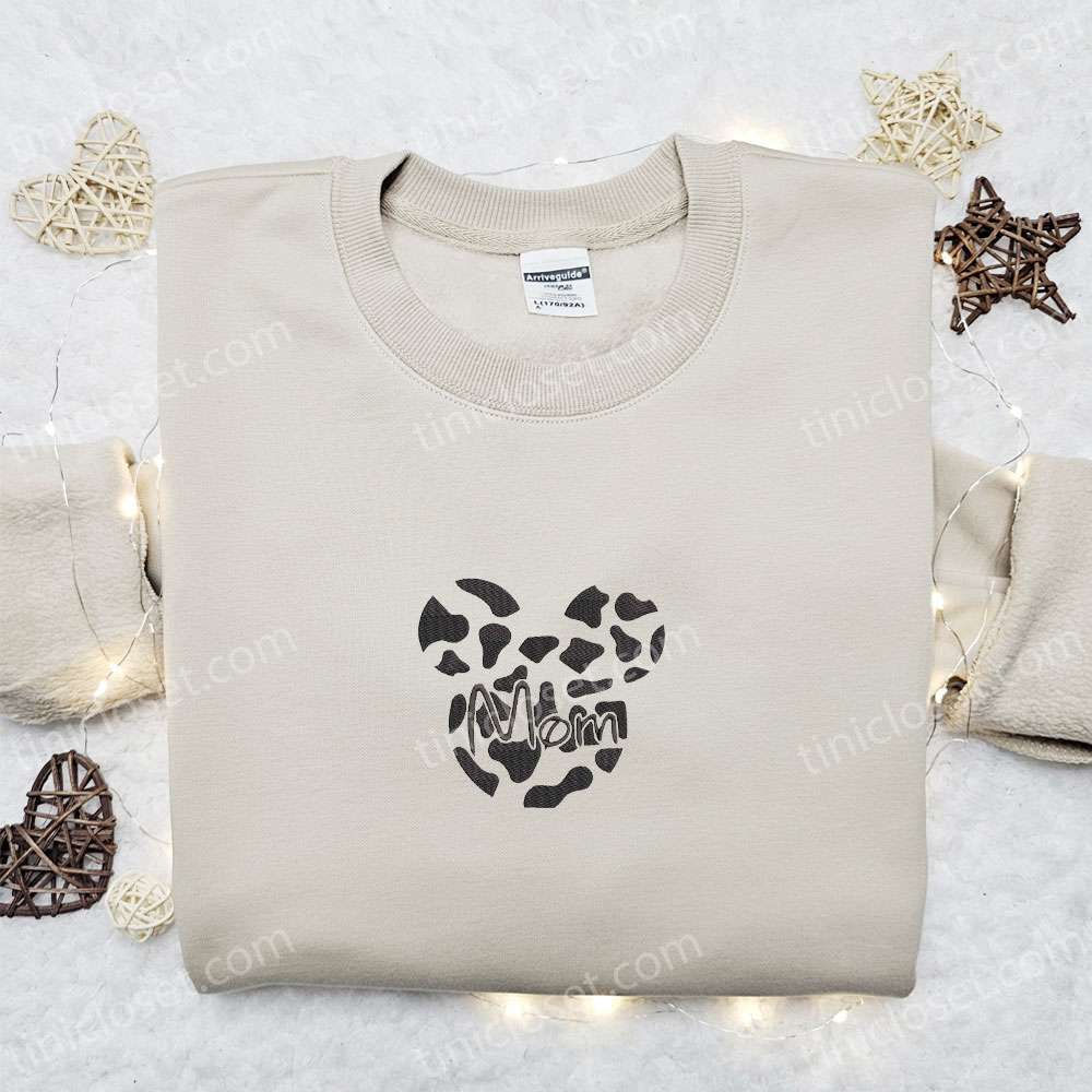 Mickey Logo Mom Embroidered Shirt, Disney Characters Embroidered Hoodie, Mother’s Day Gift Idea