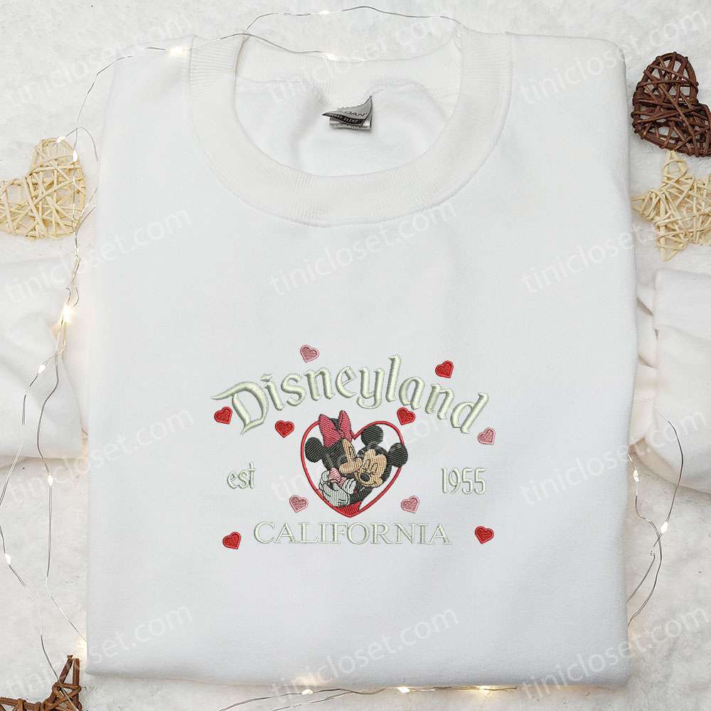 Mickeyloveland Embroidered Shirt, Disney Characters Embroidered Shirt, Valentine’s Day Embroidered Shirt