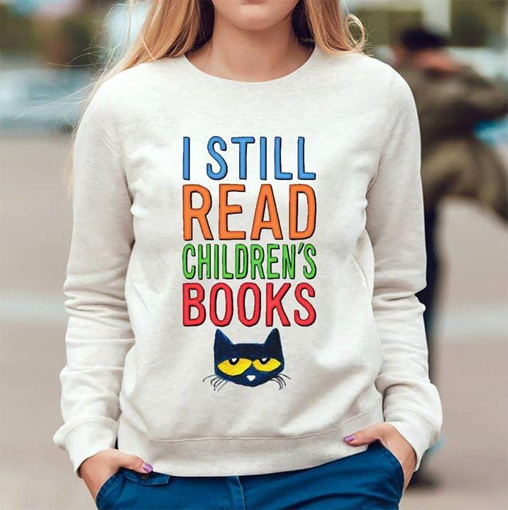 Mini Black Cat I Still Read Children's Books Shirt