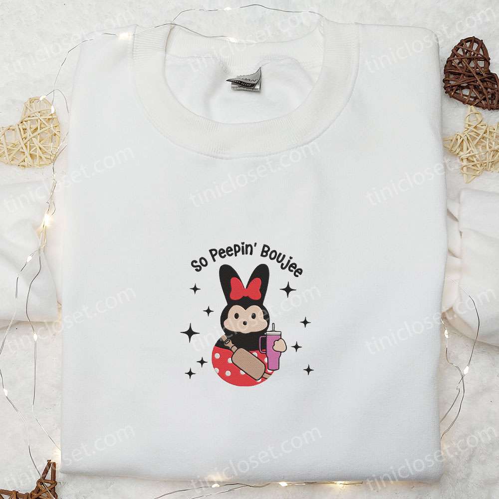 Minnie So Peepin’ Boojee Embroidered Shirt, Thanksgiving Day Embroidered Hoodie, Best Holiday Gift Ideas