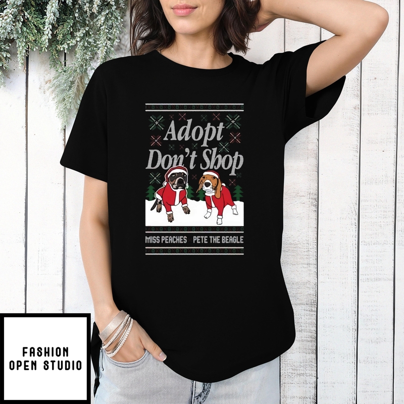 Miss Peaches And Pete The Beagle Adopt Don’t Shop Christmas T-shirt