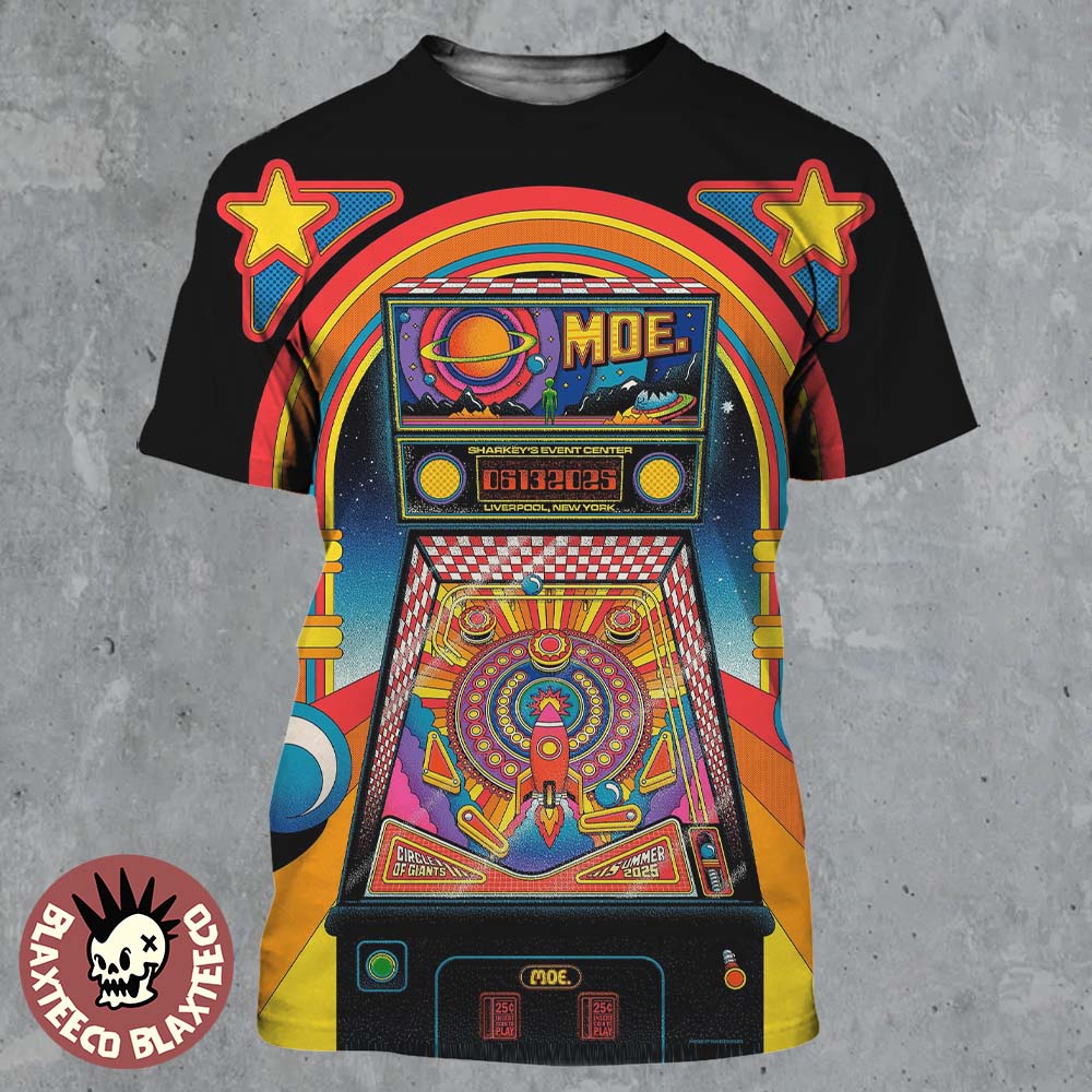 Moe Liverpool New York 2025 Concert Poster At Sharkey’s Event Center On June 13 2025 Pinball Machine Art All Over Print Shirt