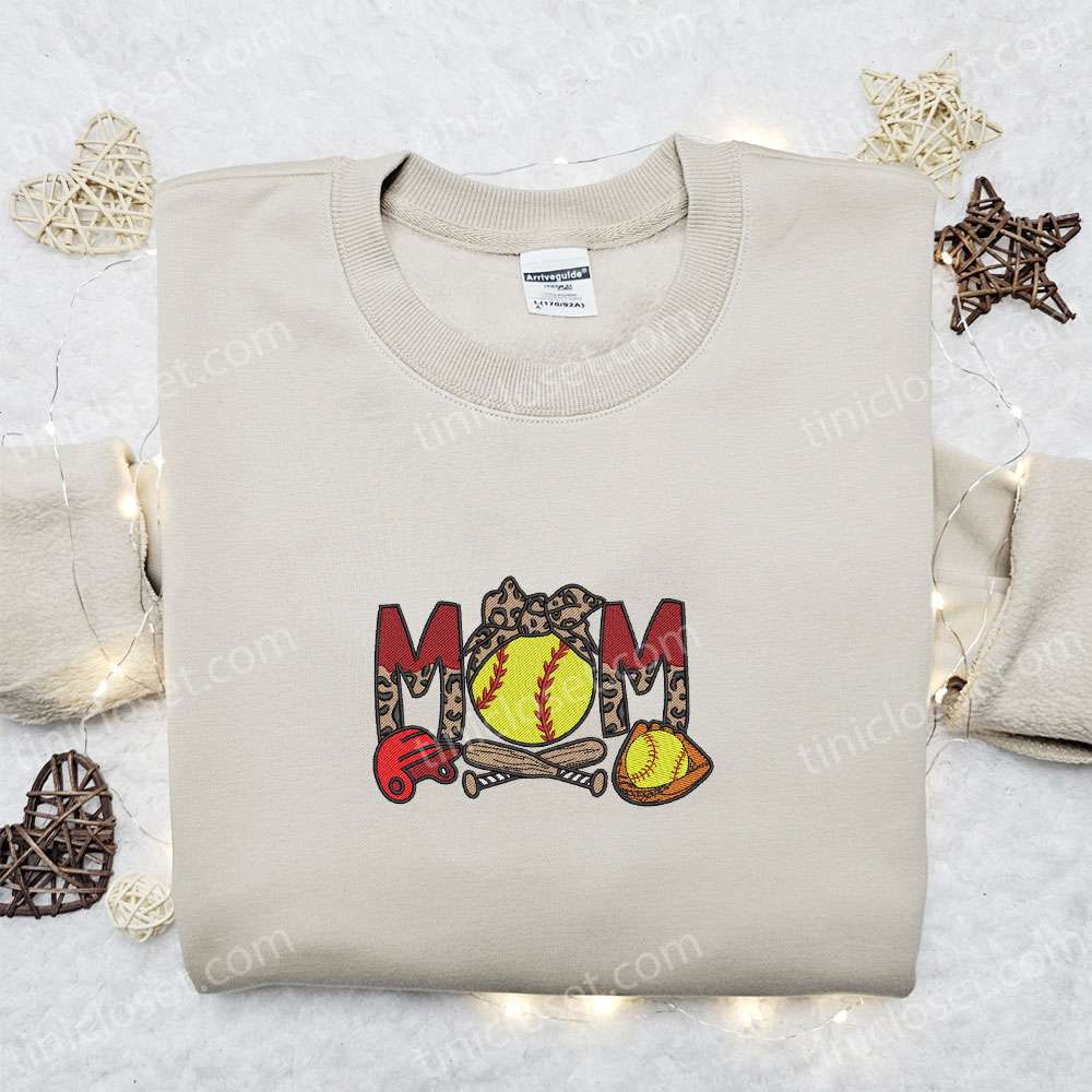 Mom Baseball Gear Embroidered Shirt, Sports Embroidered Hoodie, Mother’s Day Gift Idea