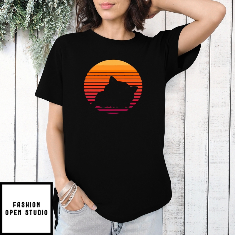 Mother’s Day Funny Gift Ideas Apparel Cat Sleeping Sunset Mama T-shirt