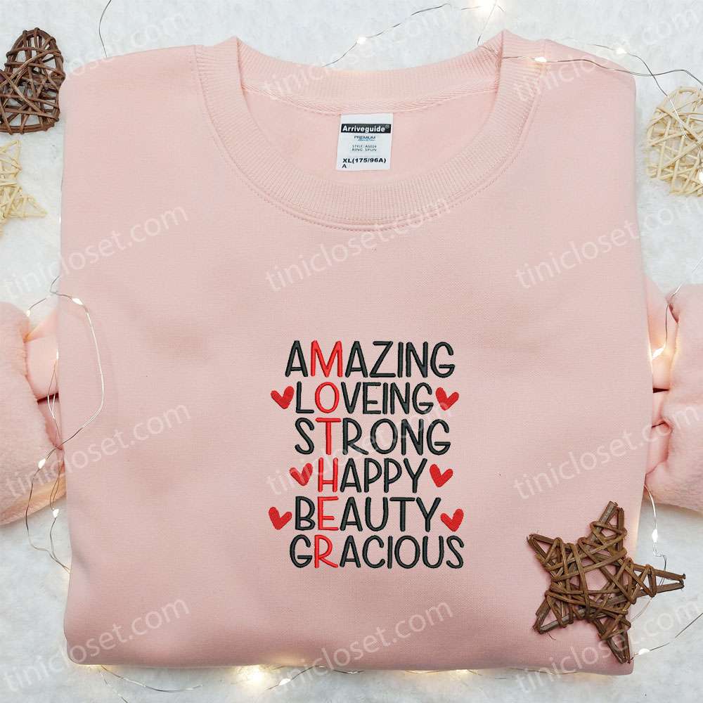 Mother’s Day Quote Embroidered Sweatshirt, Holiday Embroidered Sweatshirt, Best Mother’s Day Gift Ideas