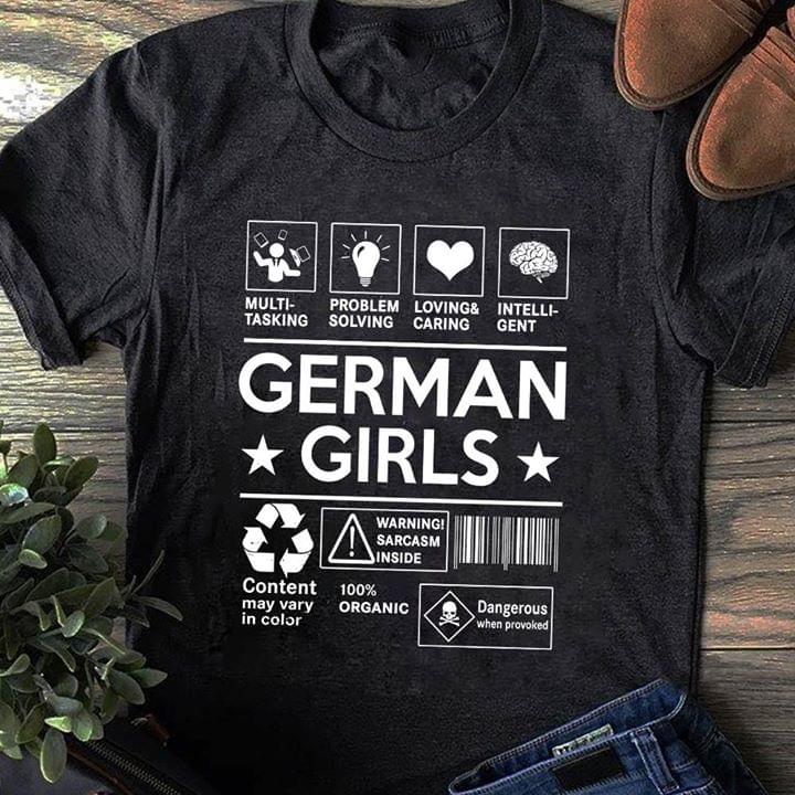 Multi Tasting Problem Sloving Loving& Caring Intelli Gent German Girls Shirt