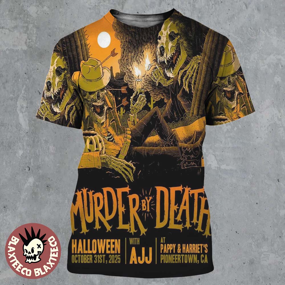 Murder By Death Halloween 2025 Show Poster In Pioneertown California At Pappy And Harriet’s On October 31 2025 All Over Print Shirt