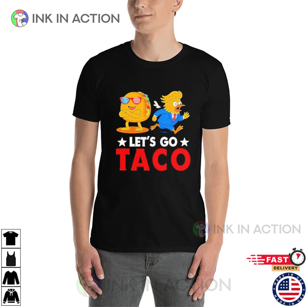 Nice Let’s Go Taco Trump And Chicken T Shirt