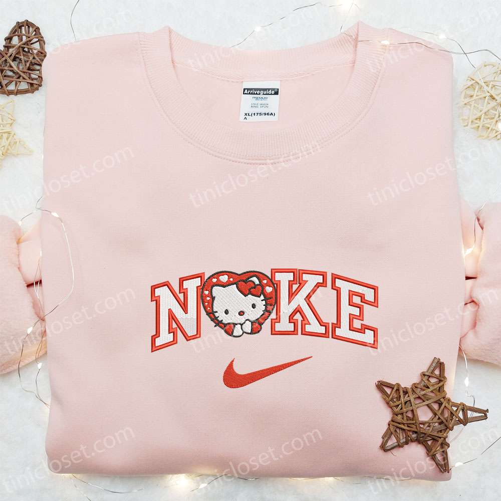 Nike X Hello Kitty Heart Embrace Embroidered Shirt, Cartoon Embroidered Hoodie, Best Valentine’s Day Gift Ideas
