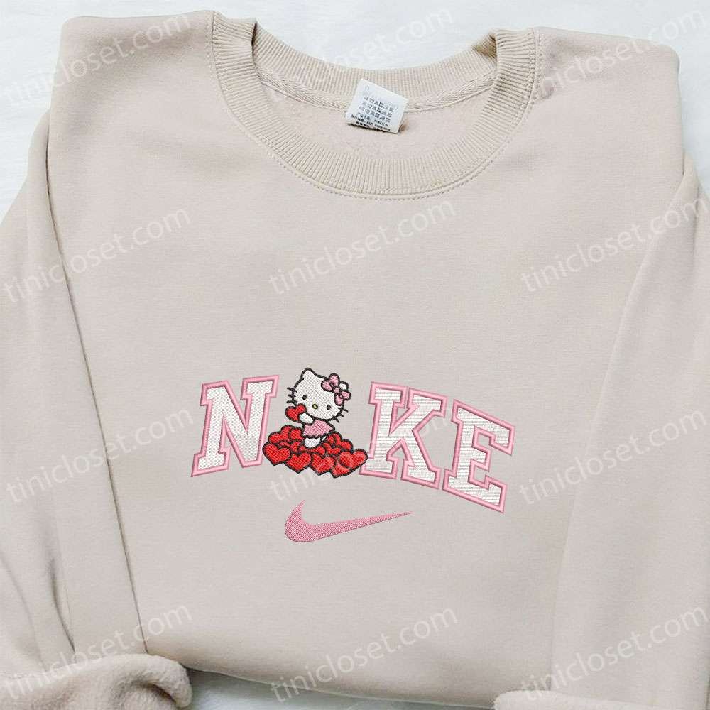 Nike X Hello Kitty With Hearts Embroidered Shirt, Cartoon Embroidered Hoodie, Best Valentine’s Day Gift Ideas