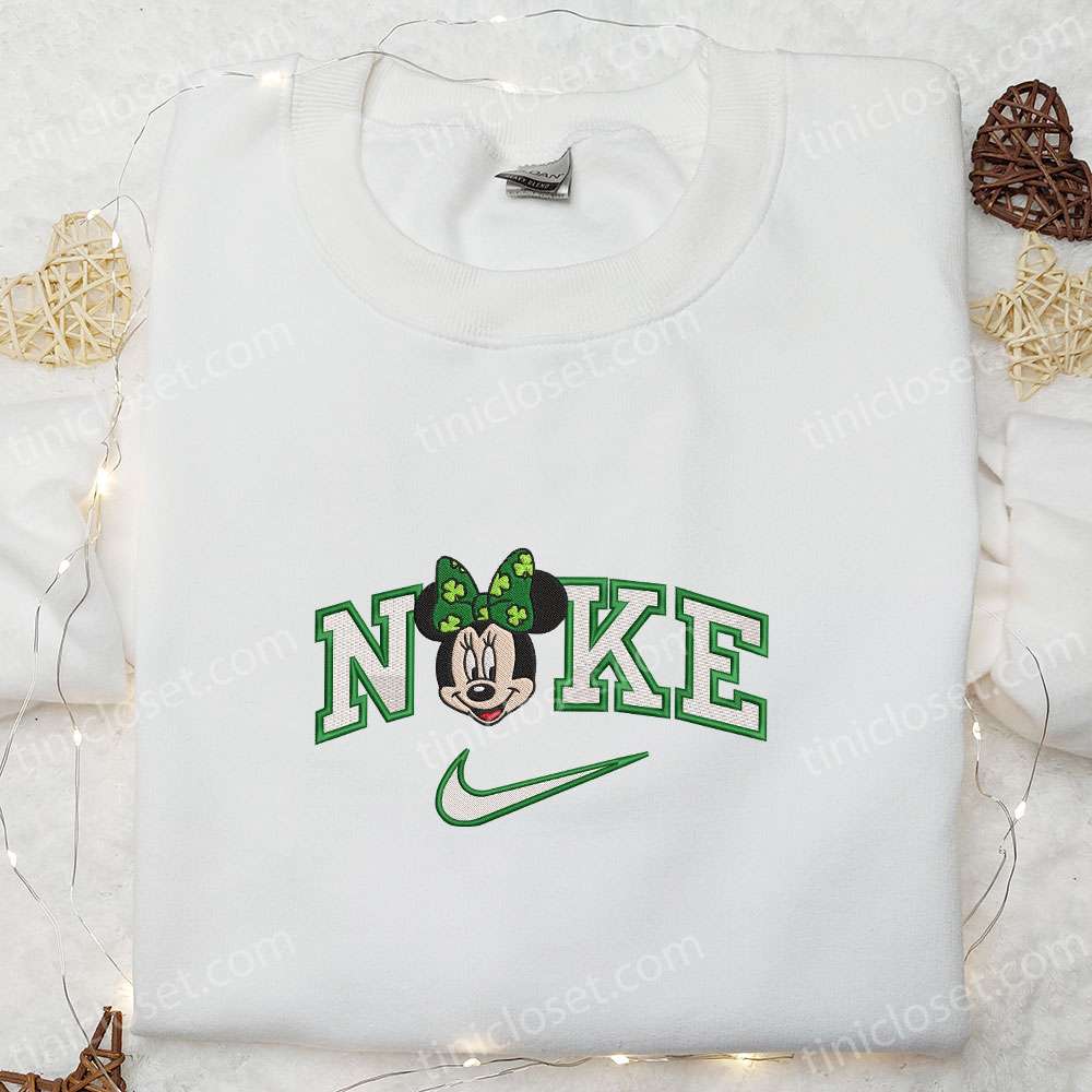 Nike X Minnie St Patrick’s Day Embroidered Shirt, Disney Characters Embroidered Hoodie, Best Holiday Gift Ideas