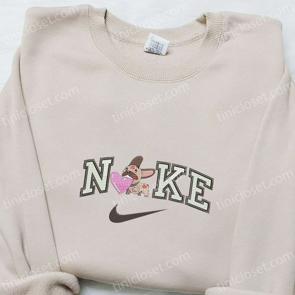 Nike X Mugsy With Kiss Marks And Heart Embroidered Shirt, Valentine’s Day Embroidered Hoodie, Best Gift Ideas