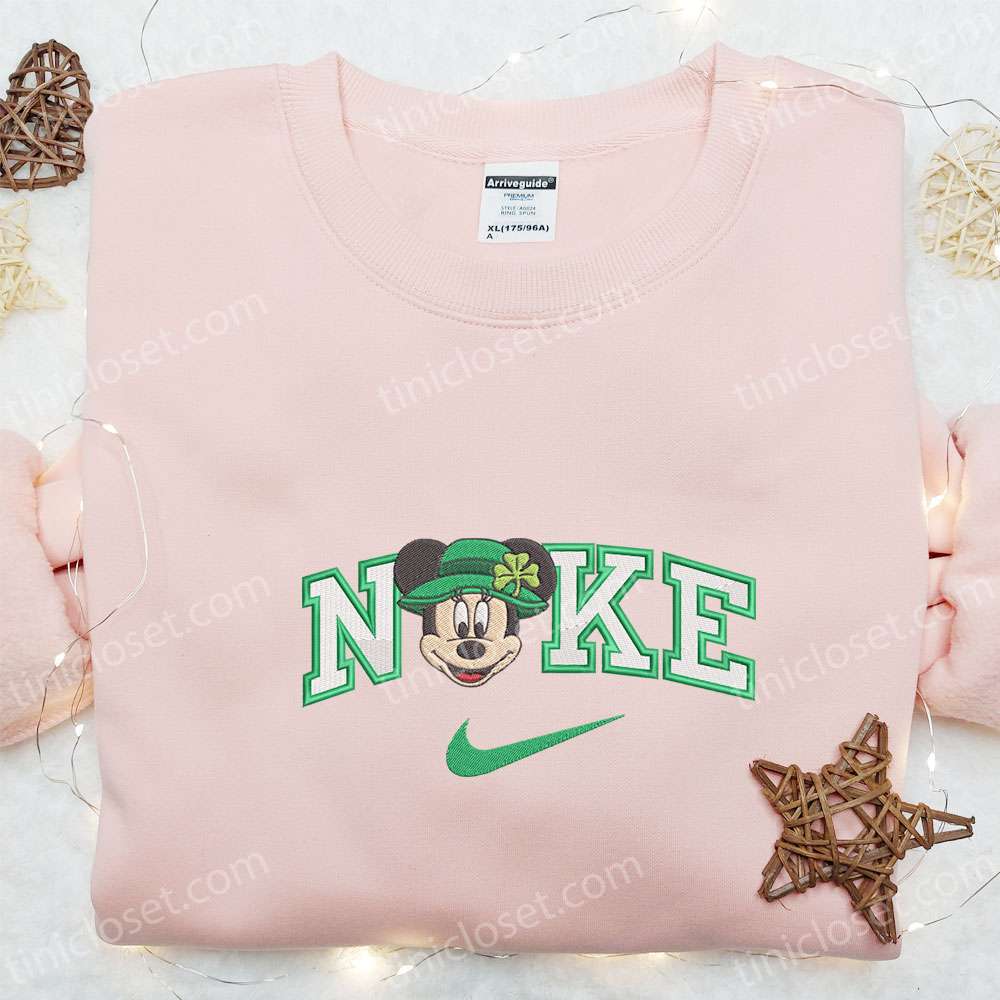 Nike X Patrick Minnie Embroidered T-shirt, Disney Characters Embroidered T-shirt, St. Patrick’s Day Embroidered T-shirt