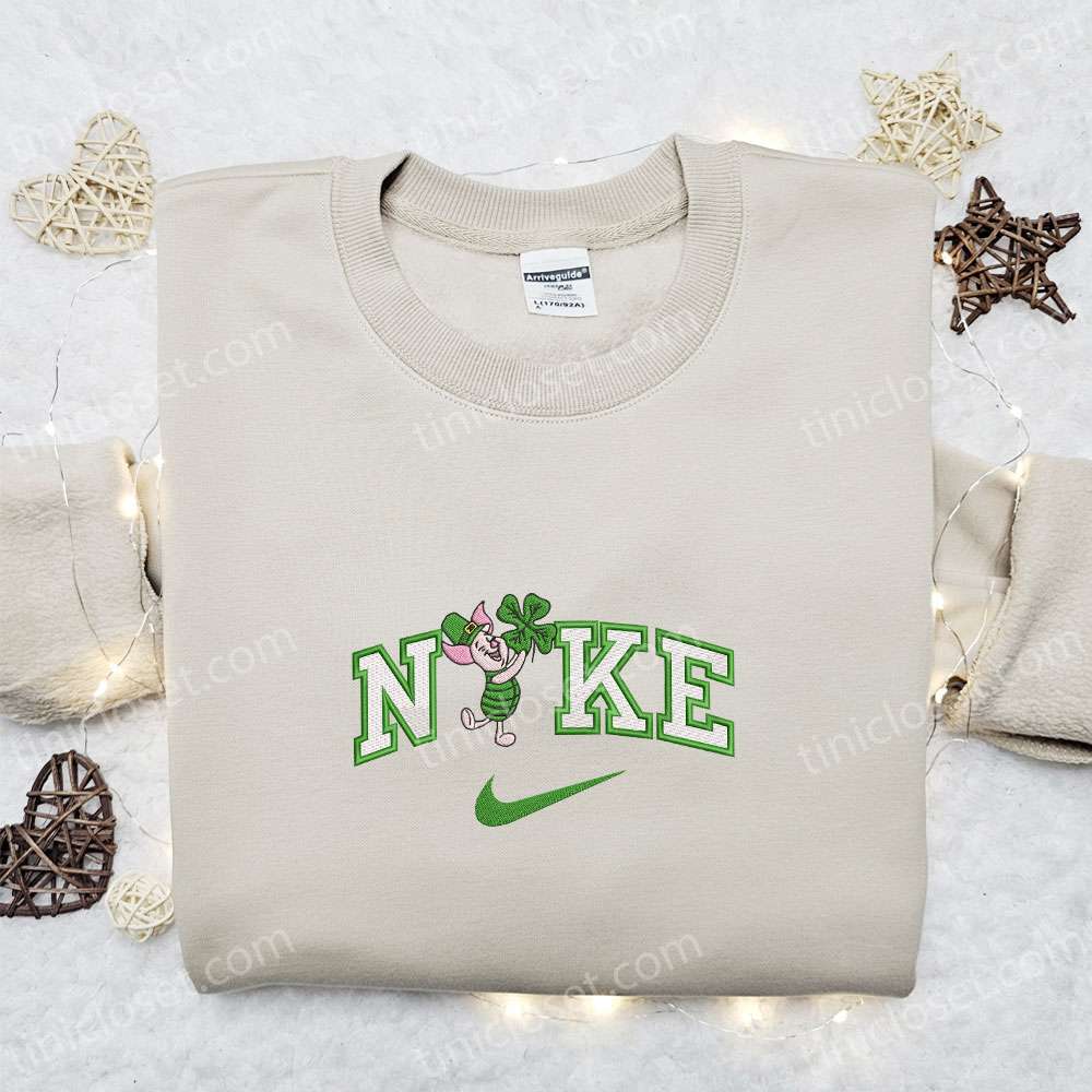 Nike X Patrick Piglet Embroidered Hoodie, Winnie The Pooh Disney Embroidered Shirt, St. Patrick’s Day Embroidered Shirt