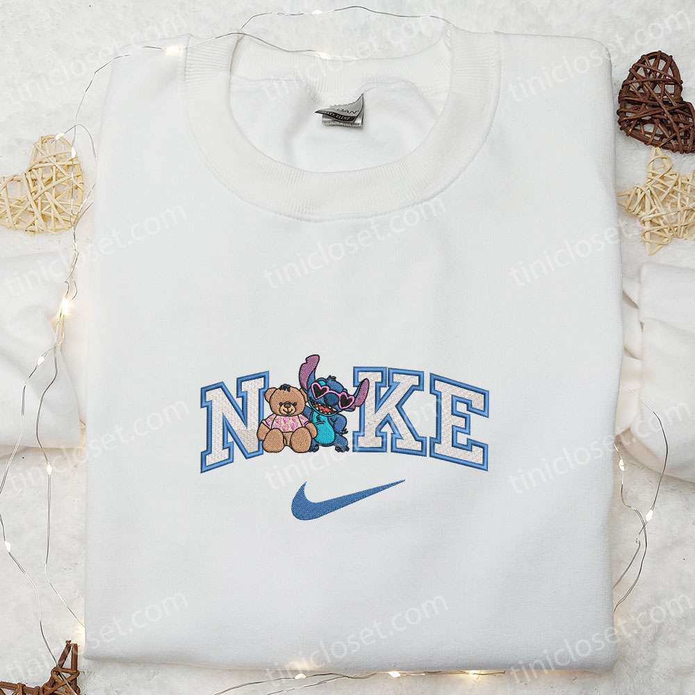 Nike X Stitch With Bear Gift Embroidered Shirt, Disney Characters Embroidered Hoodie, Best Valentine’s Day Gift Ideas