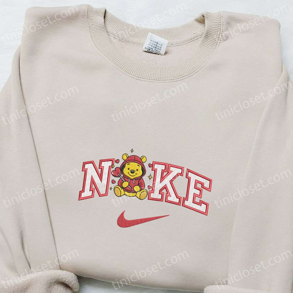 Nike X Winnie The Pooh Heart Lollipop Embroidered Shirt, Disney Characters Embroidered Hoodie, Best Valentine’s Day Gift Ideas