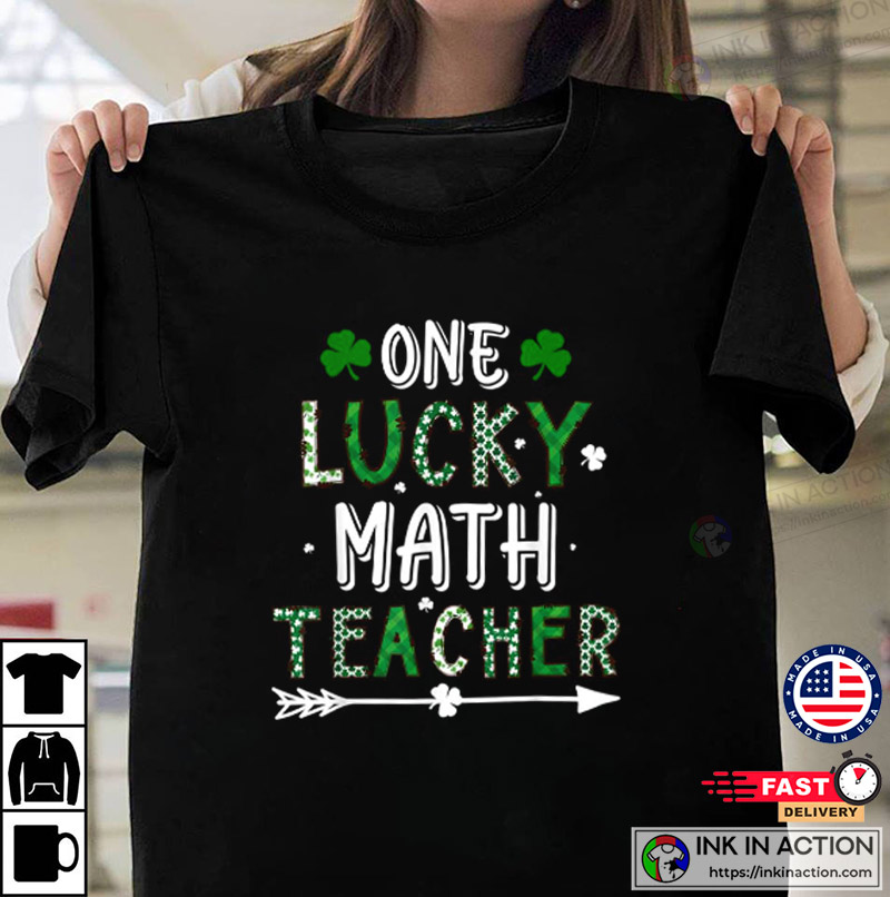 One Lucky Math Teacher St Patrick’s Day Buffalo Plaid T-shirt