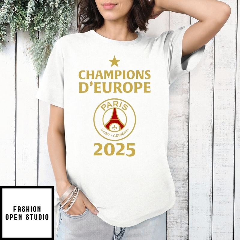 Paris Saint-germain Champions D’europe 2025 Logo T-shirt