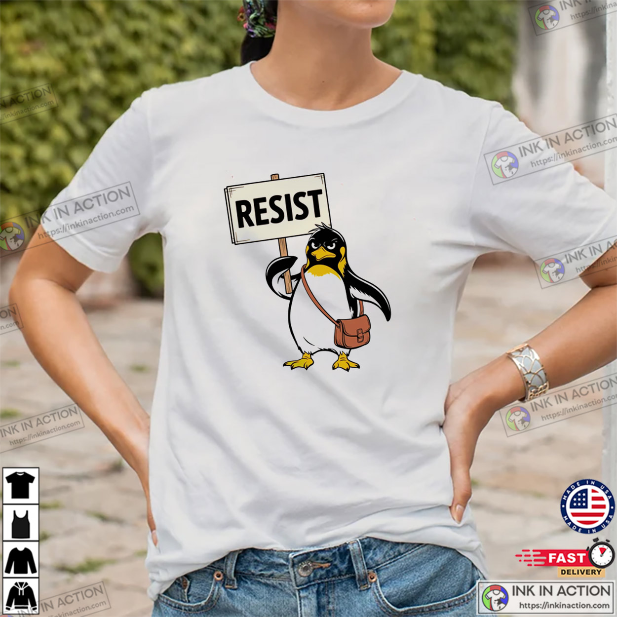 Penguin Resistance Funny Politics & Tariffs T-shirt