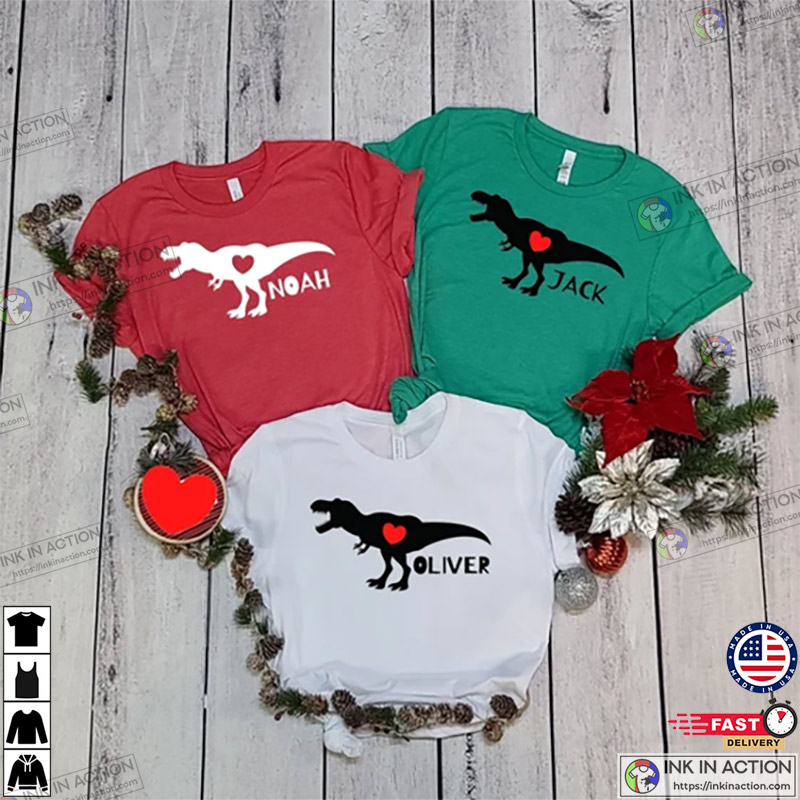 Personalized Boys Valentine’s Day Shirt, Kid’s Custom Valentine’s Shirt, Boys Dinosaur Shirt
