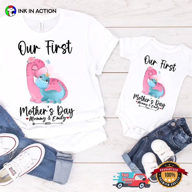 Personalized First Mother’s Day Dinosaur T-shirt, Mothers Day Present Ideas