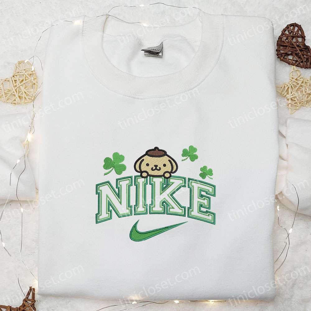 Pompompurin X Nike Swoosh Embroidered Shirt, Anime Embroidered Hoodie, Best Saint Patrick’s Day Gift Idea