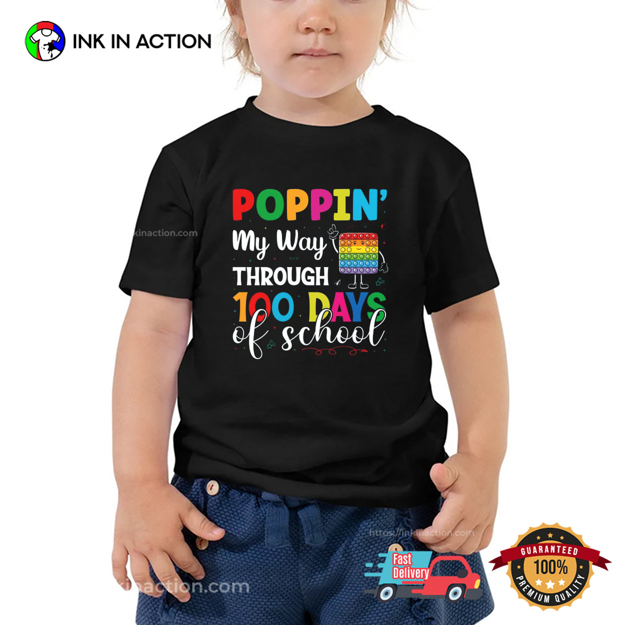 Poppin’ My Way Through 100 Days Of School Kid Tee