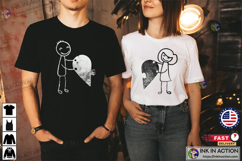 Puzzle Heart Shirt, Couple Love Shirt, Couple Shirt, Valentine’s Day Gift